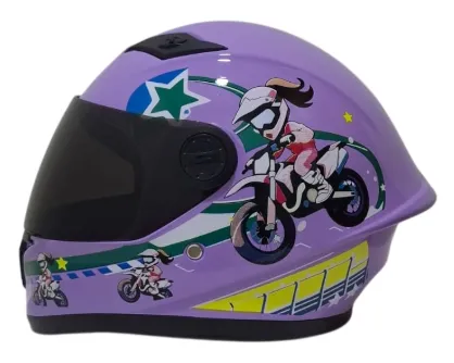 CASCO NIÑA INTEGRAL H308 MOTO MORADO BRILLO