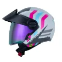 CASCO ABIERTO SHAFT 212 FLYGOD GRIS CLARO FUCSIA BRILLO