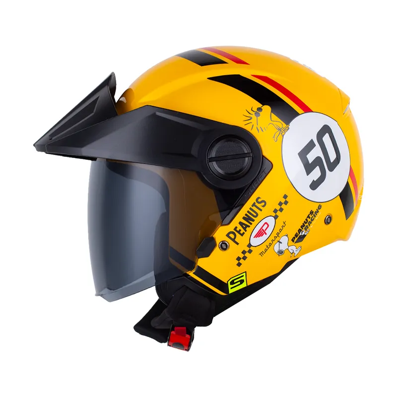 CASCO ABIERTO SHAFT 212 PEANUTS MOTORSPORTS AMARILLO NEGRO BRILLO VISOR NEGRO