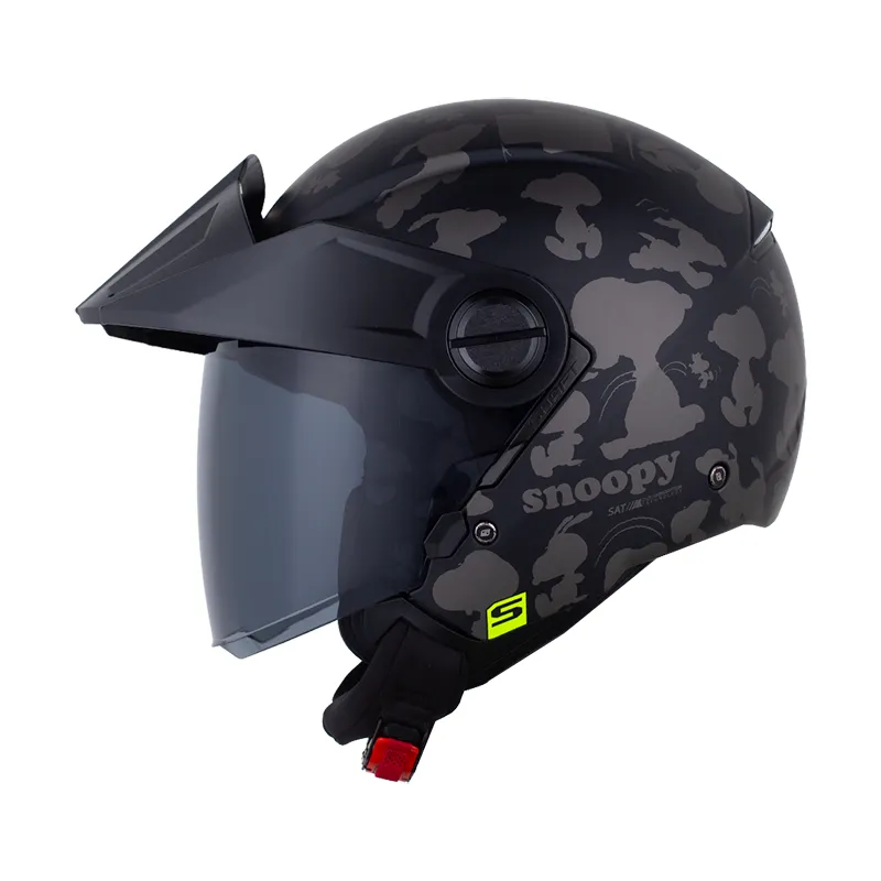 CASCO ABIERTO SHAFT 212 SNOOPY THE DOG NEGRO GRIS OSCURO VISOR NEGRO MATE