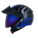CASCO ABIERTO SHAFT 212 FLYGOD NEGRO GRIS OSCURO AZUL BRILLO