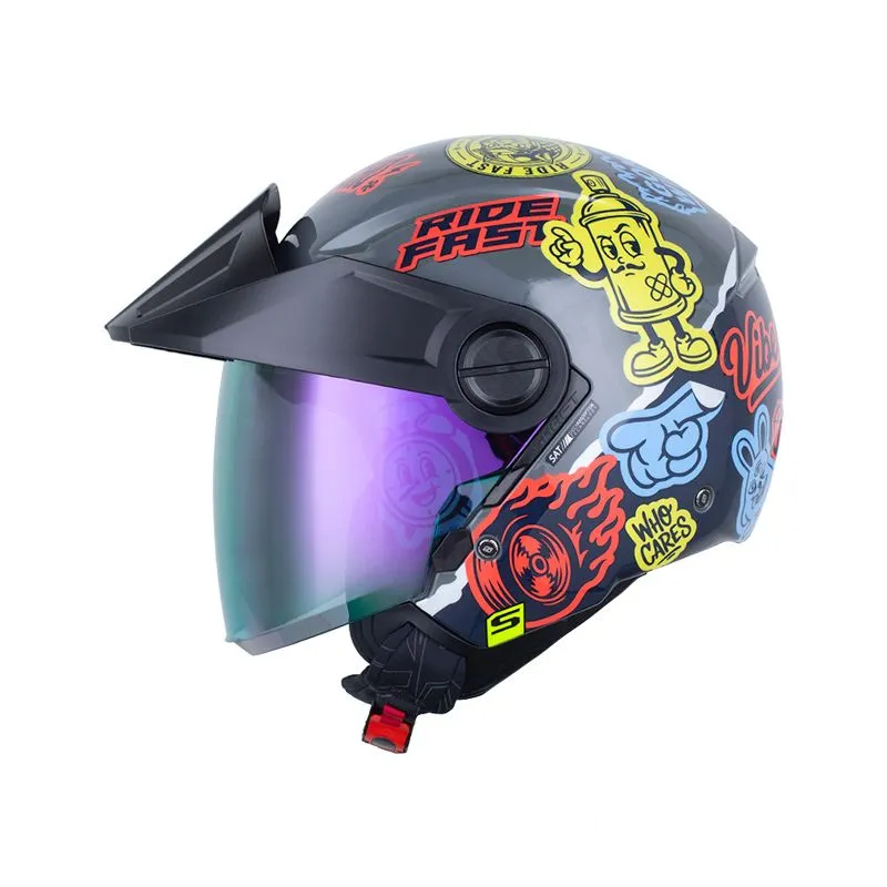 CASCO ABIERTO SHAFT 212 PASTE GRIS OSCURO ROJO BRILLO