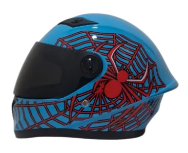 CASCO NIÑO INTEGRAL H308 ARAÑA AZUL ROJO BRILLO