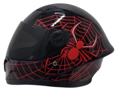 CASCO NIÑO INTEGRAL H308 ARAÑA NEGRO ROJO BRILLO