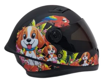[H30813] CASCO NIÑO INTEGRAL H308 PERRO NEGRO MATE