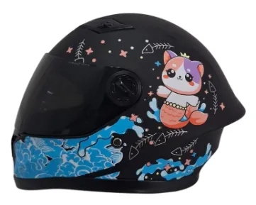 CASCO NIÑA INTEGRAL H308 SIRENA NEGRO MATE