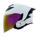 CASCO ABIERTO XTRONG GP BLANCO ROJO BRILLO SPOILER NEGRO VISOR ROJO