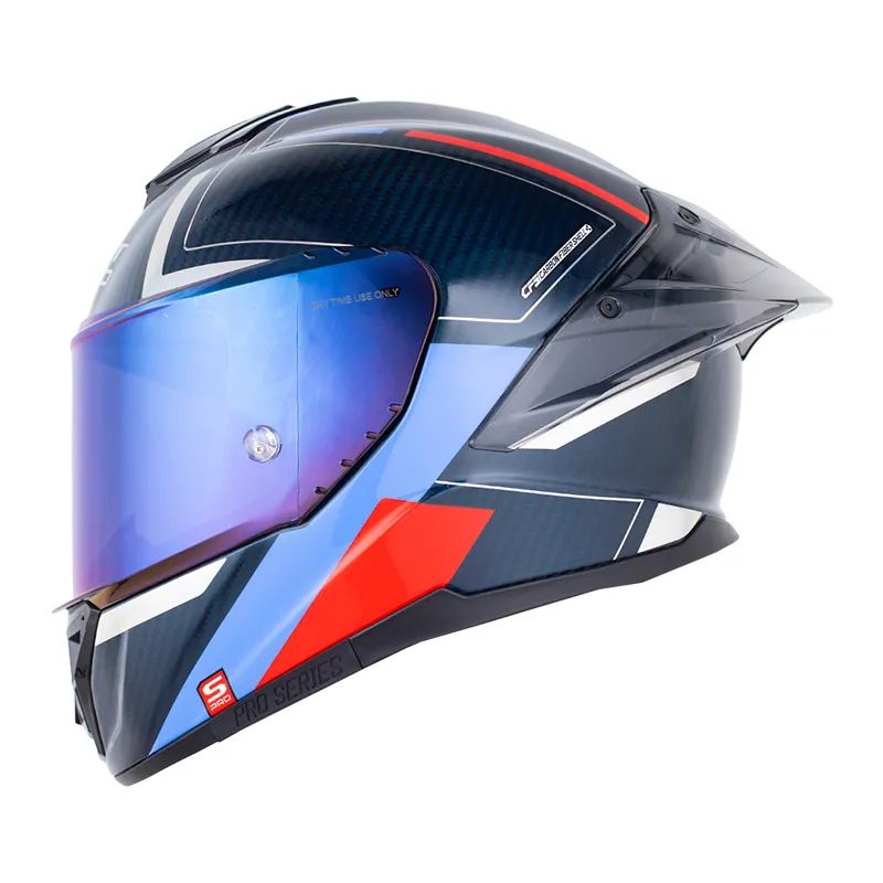 CASCO INTEGRAL SHAFT PRO 620 CARBON EVO DIUZ AZUL ROJO BRILLO