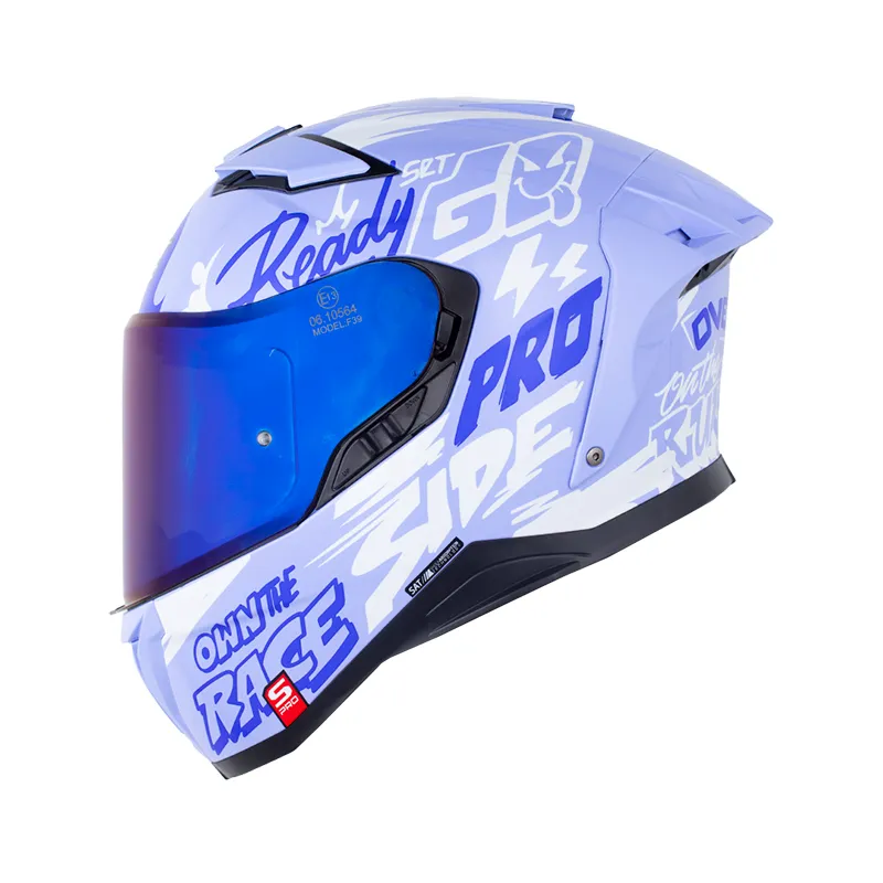 CASCO INTEGRAL SHAFT PRO 606SP DOBLE VISOR DAMN AZUL CLARO BLANCO MATE