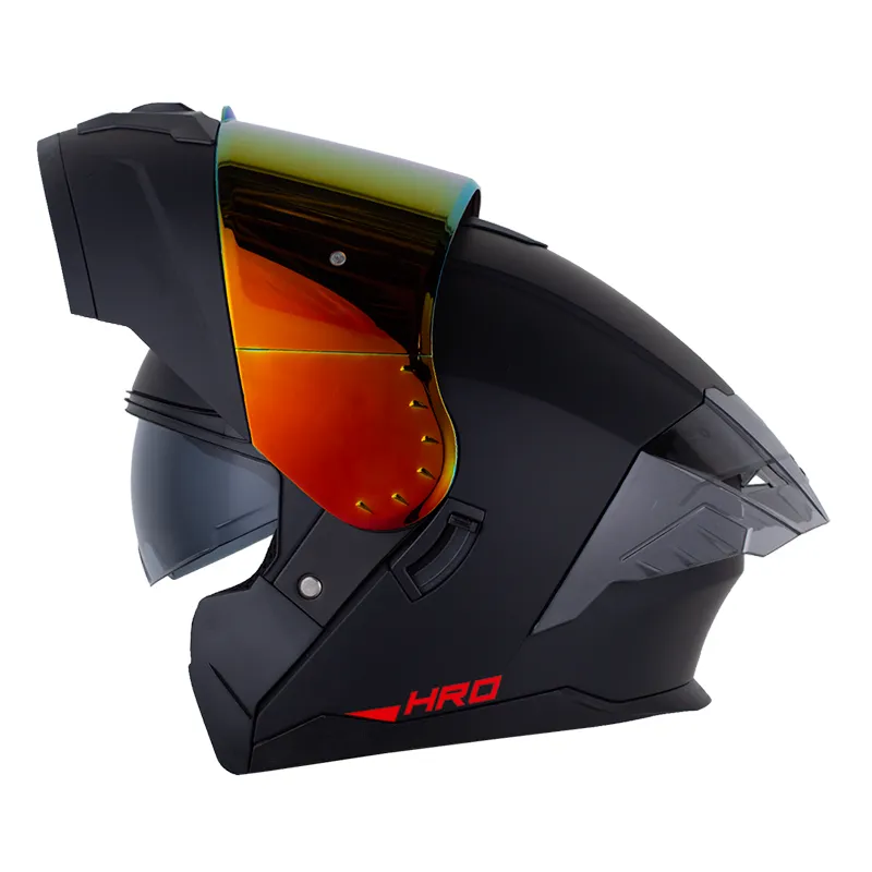 CASCO ABATIBLE HRO 3480 DOBLE VISOR SOLID V2 NEGRO ROJO MATE (S)