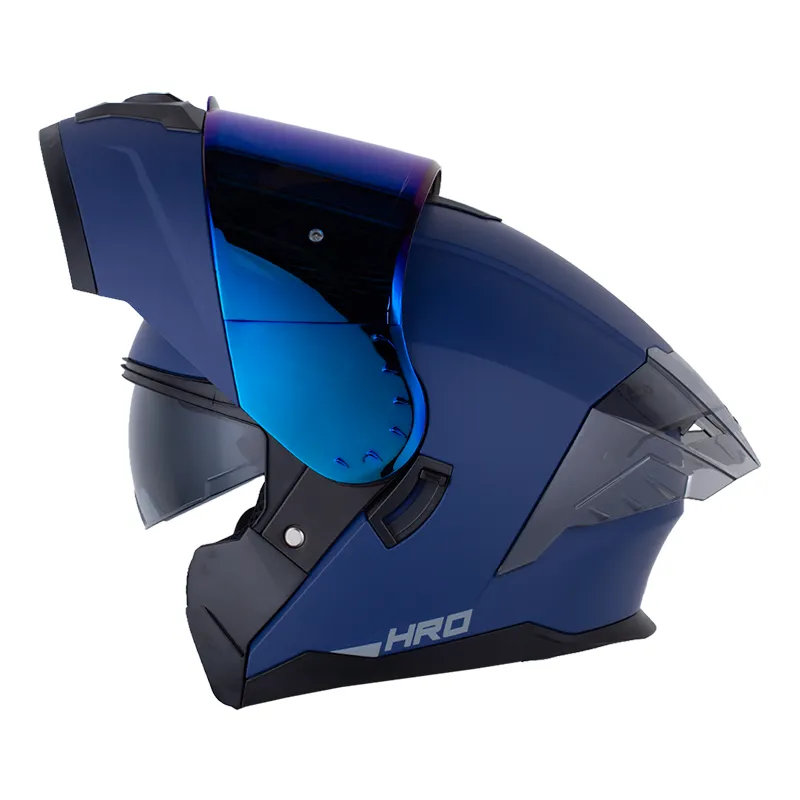 CASCO ABATIBLE HRO 3480 DOBLE VISOR SOLID V2 AZUL OSCURO GRIS OSCURO MATE