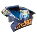 CASCO ABATIBLE X-ONE 3000 RS DOBLE VISOR RANSOM AZUL OSCURO NARANJA BRILLO