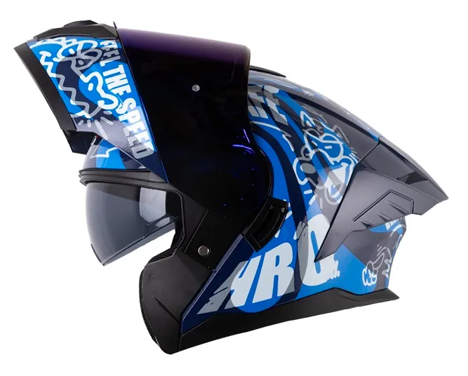 CASCO ABATIBLE HRO 3480 EVO DOBLE VISOR OVER AZUL OSCURO AZUL BRILLO (S)