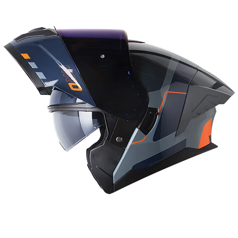 [185681] CASCO ABATIBLE HRO 3480 EVO DOBLE VISOR NOSK GRIS OSCURO NARANJA BRILLO (S)
