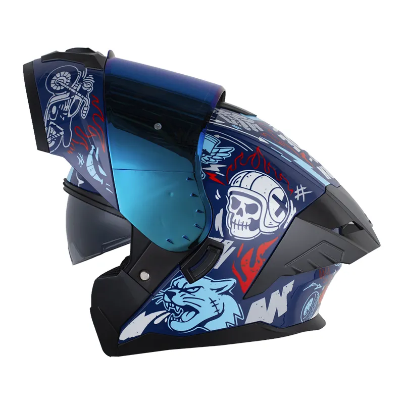 [192733] CASCO ABATIBLE HRO 3480 EVO DOBLE VISOR GP-T AZUL OSCURO AZUL CLARO BRILLO (S)