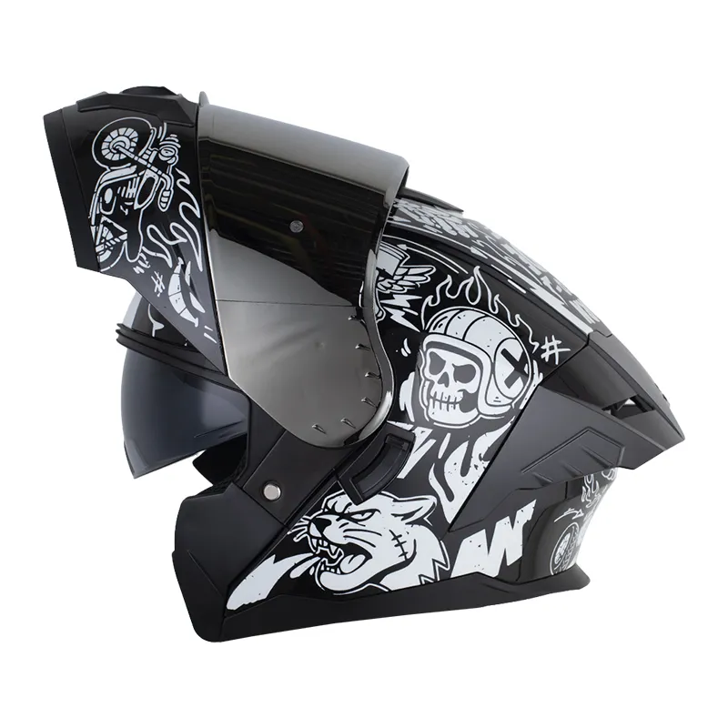 [192739] CASCO ABATIBLE HRO 3480 EVO DOBLE VISOR GP-T NEGRO BLANCO BRILLO (S)