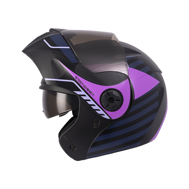 CASCO ABATIBLE ICH 3110 DOBLE VISOR BUZZ NEGRO MORADO CLARO MATE VISOR NEGRO