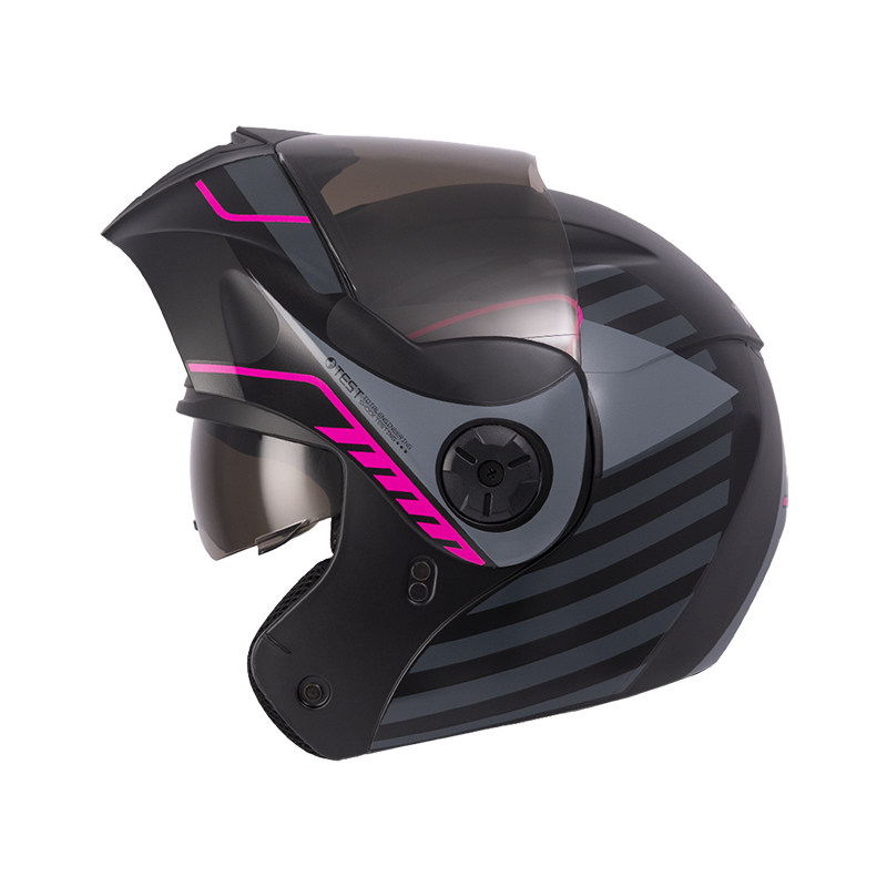 [197855] CASCO ABATIBLE ICH 3110 DOBLE VISOR BUZZ NEGRO FUCSIA MATE VISOR NEGRO (S)