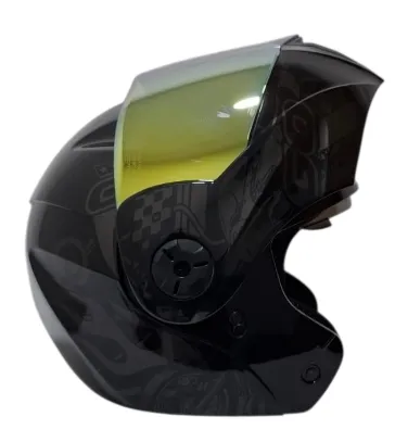 CASCO ABATIBLE ICH 3110 DOBLE VISOR LAP RUSH NEGRO GRIS OSCURO BRILLO VISOR DORADO