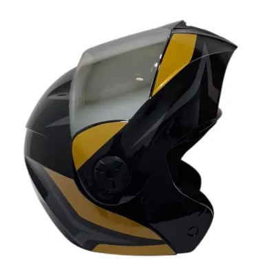 CASCO ABATIBLE ICH 3110 DOBLE VISOR HOLLOW NEGRO DORADO GRIS BRILLO VISOR SILVER