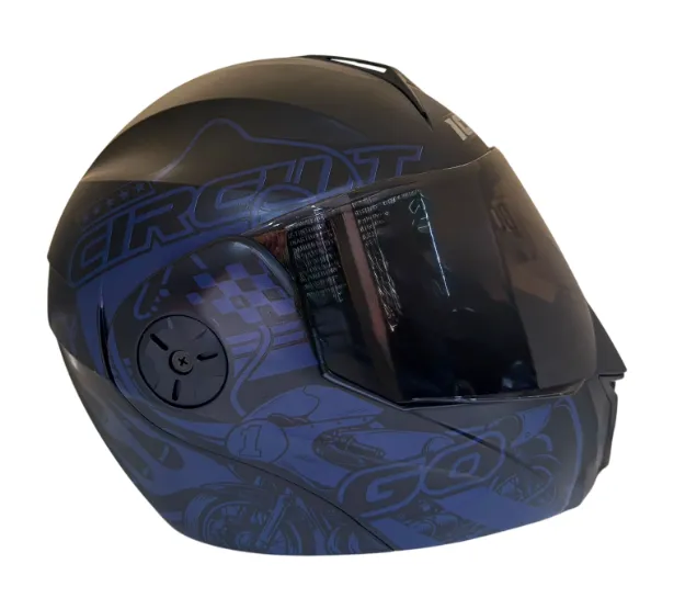 CASCO ABATIBLE ICH 3110 DOBLE VISOR LAP RUSH NEGRO AZUL OSCURO MATE VISOR NEGRO