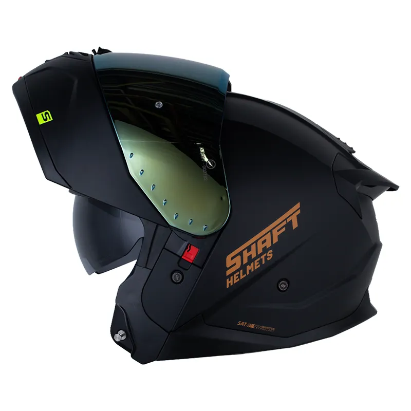 CASCO ABATIBLE SHAFT 3540 DOBLE VISOR SOLID NEGRO DORADO MATE