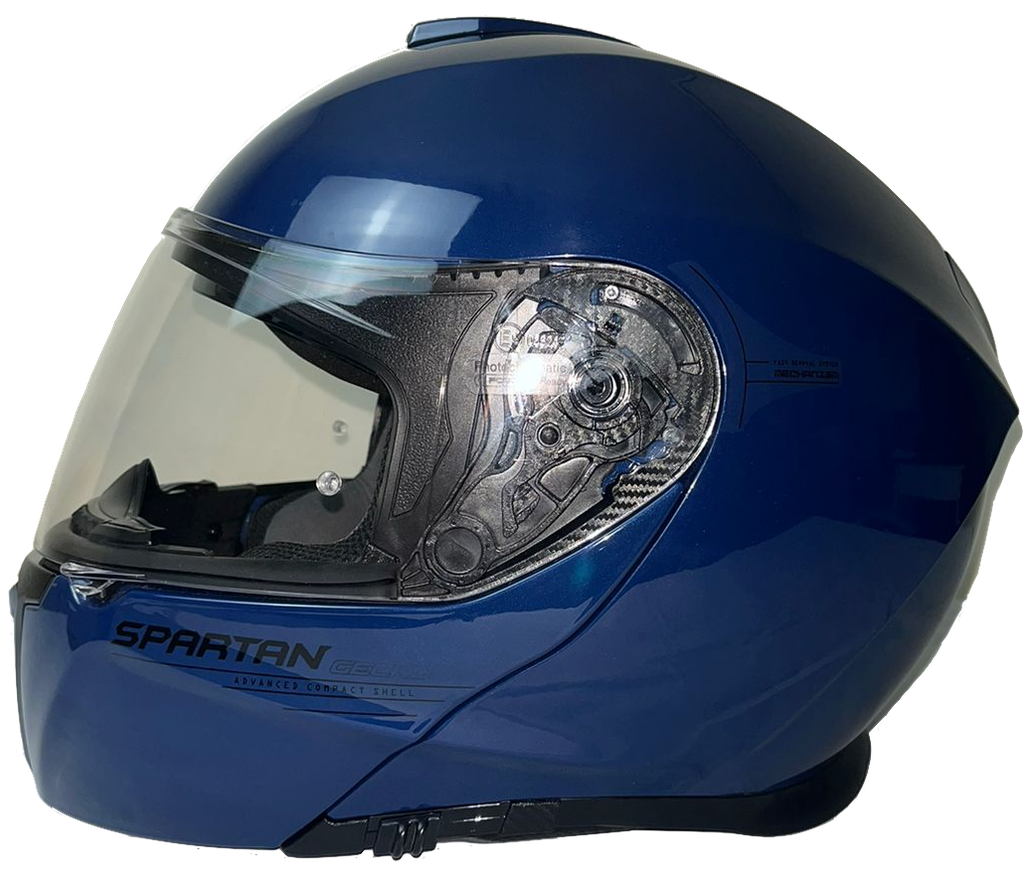 CASCO ABATIBLE SPARTAN GECKO DOBLE VISOR SOLID A7 AZUL BRILLO