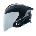 CASCO ABIERTO XTRONG GP NEGRO BRILLO SPOILER TRANSPARENTE VISOR PLATEADO