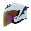 CASCO ABIERTO XTRONG GP BLANCO MORADO BRILLO SPOILER NEGRO VISOR MORADO