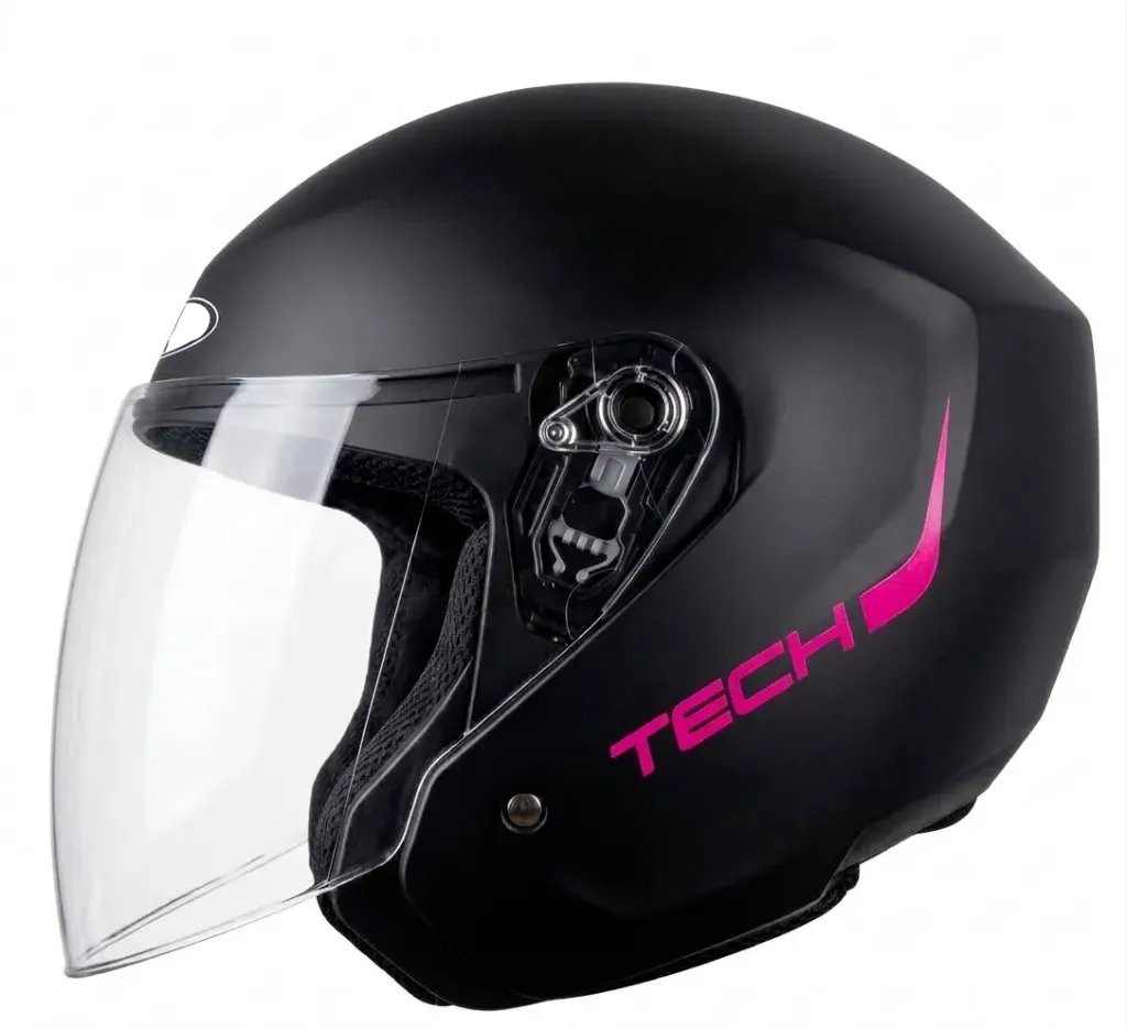 CASCO ABIERTO TECH T10 SOLID 5 NEGRO FUCSIA MATE