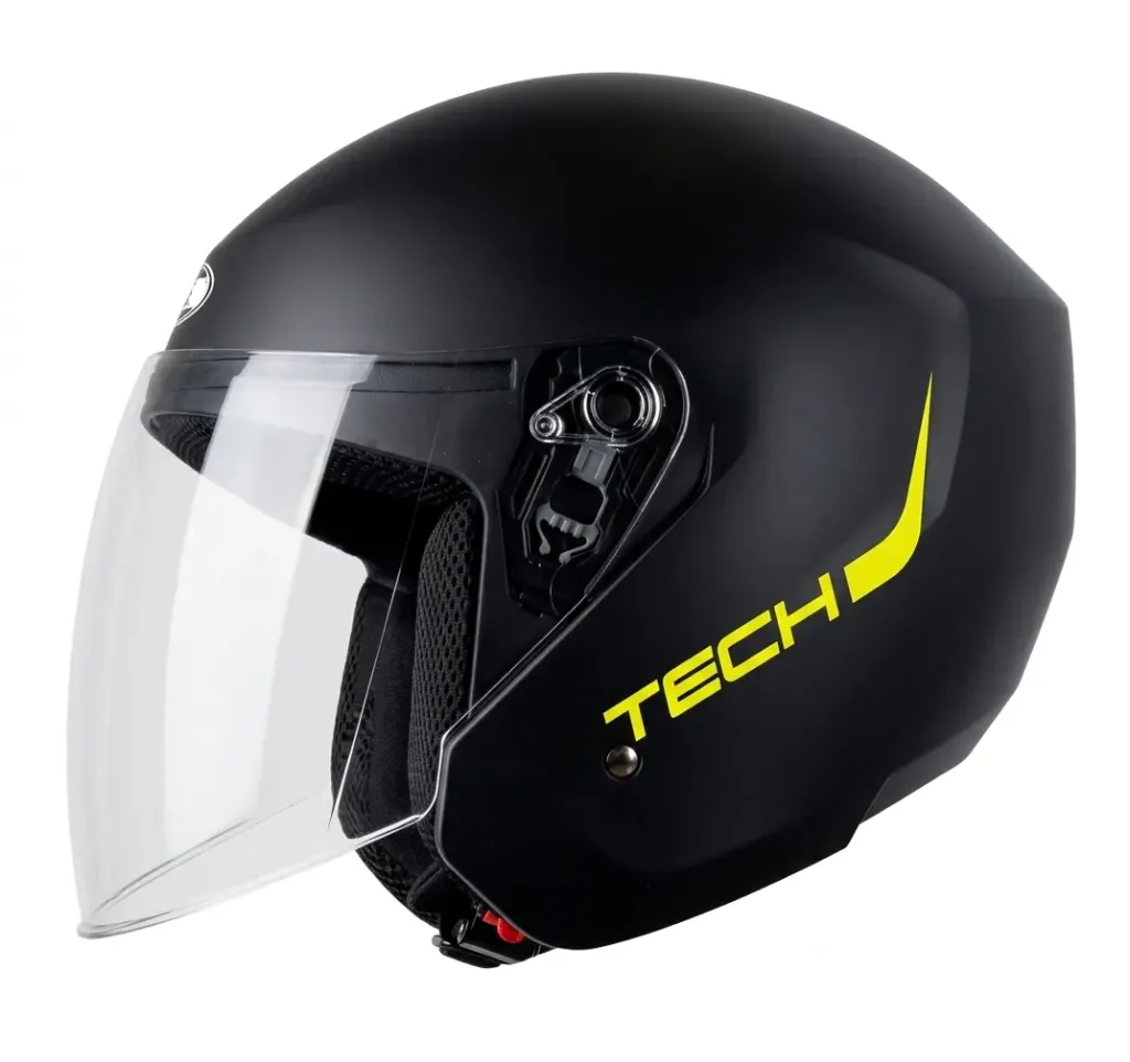 CASCO ABIERTO TECH T10 SOLID 5 NEGRO AMARILLO MATE (S)
