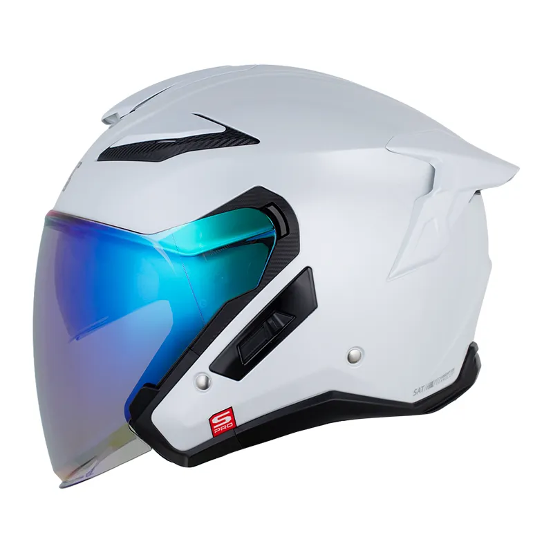 CASCO ABIERTO SHAFT PRO 343 DOBLE VISOR SOLID BLANCO PERLA SILVER BRILLO (S)