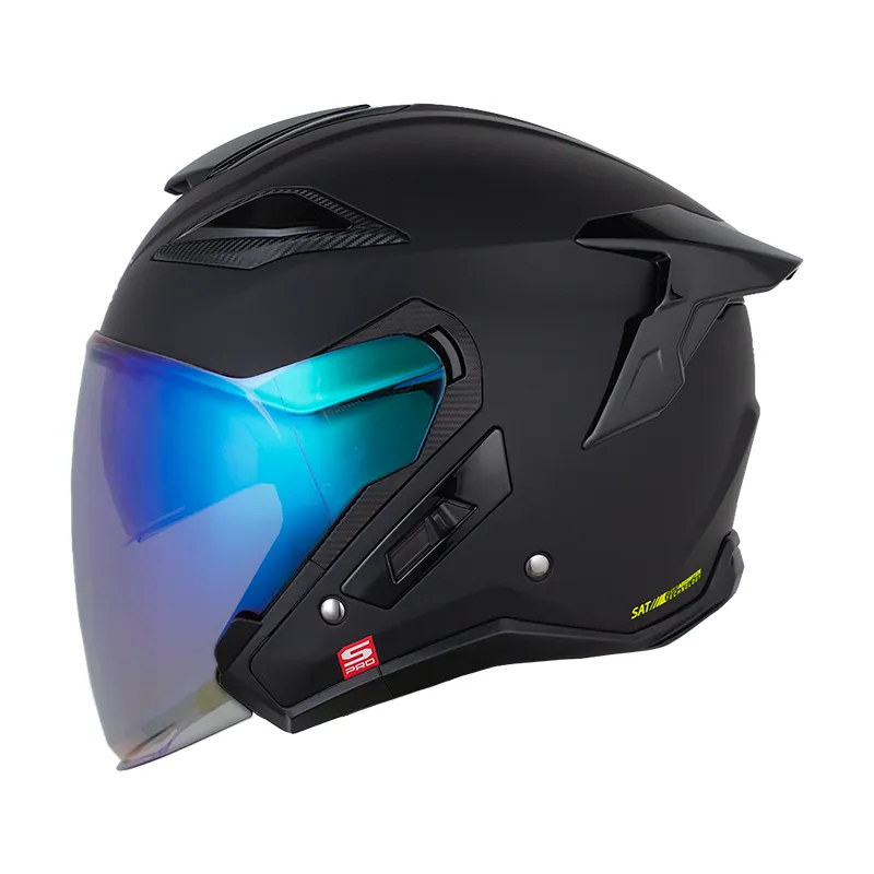 CASCO ABIERTO SHAFT PRO 343 DOBLE VISOR SOLID NEGRO AMARILLO MATE (S)