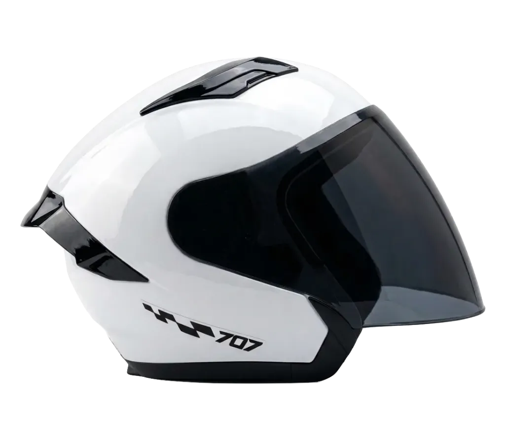 CASCO ABIERTO KRM 707 BLANCO NEGRO BRILLO  (S)