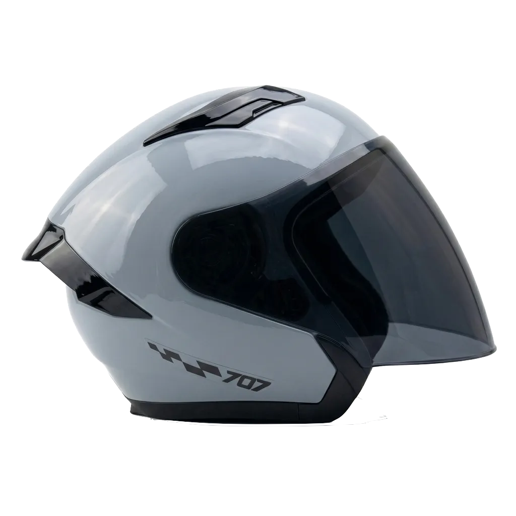 CASCO ABIERTO KRM 707 GRIS NARDO NEGRO BRILLO (S)