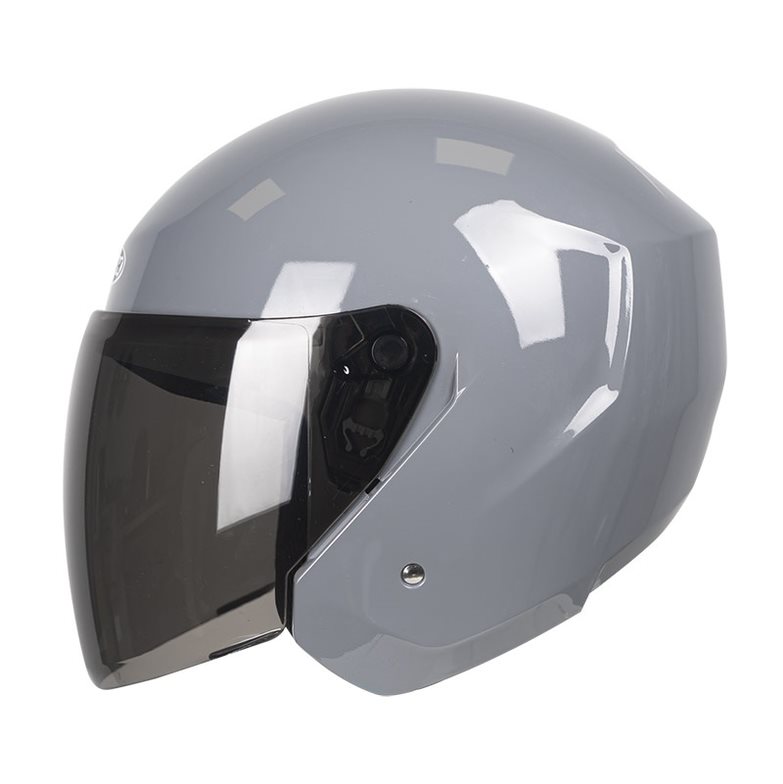 CASCO ABIERTO TECH T10 SOLID GRIS BRILLO VISOR NEGRO