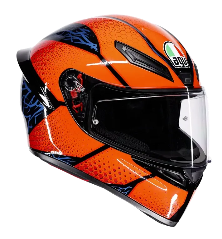 CASCO INTEGRAL AGV K1S SPEEDARMO NEGRO NARANJA AZUL BRILLO