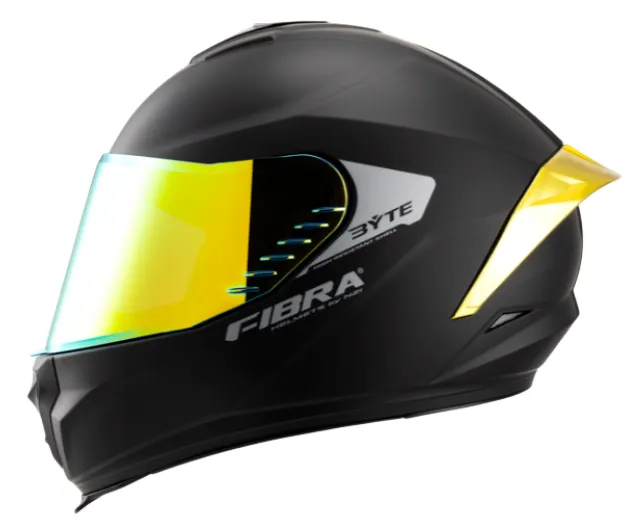 CASCO INTEGRAL FIBRA BYTE STREAM NEGRO MATE VISOR/SPOILER TITANIUM AMARILLO
