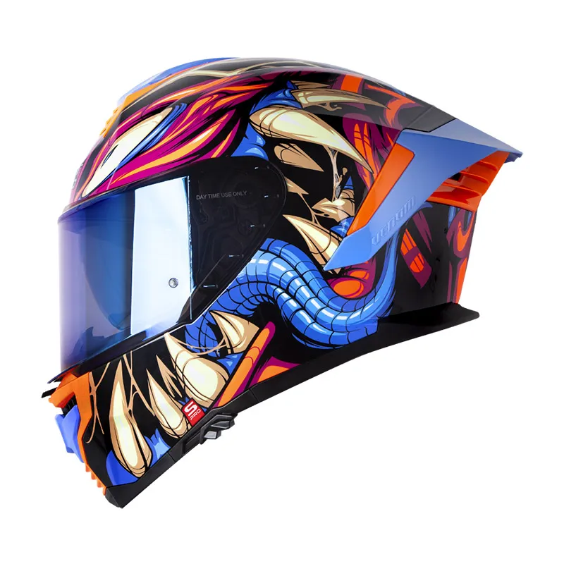 CASCO INTEGRAL SHAFT PRO 609 DOBLE VISOR VENOM HORROR NEGRO NARANJA BRILLO (S)