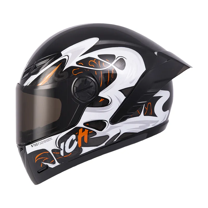 CASCO INTEGRAL ICH 501SP ZYMBIO NEGRO BLANCO NARANJA VISOR NEGRO