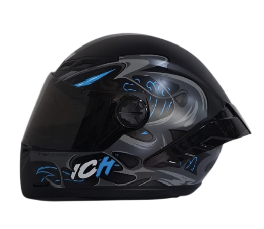 CASCO INTEGRAL ICH 501SP ZYMBIO NEGRO GRIS OSCURO AZUL MATE VISOR NEGRO (S)