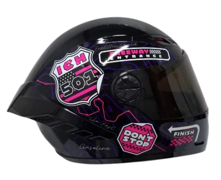 [215473] CASCO INTEGRAL ICH 501SP RUTERO NEGRO FUCSIA BLANCO BRILLO VISOR NEGRO  (S)