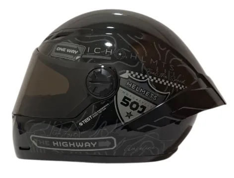 CASCO INTEGRAL ICH 501SP RUTERO NEGRO GRIS OSCURO GRIS BRILLO VISOR NEGRO (S)