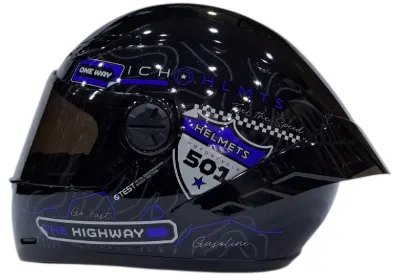 CASCO INTEGRAL ICH 501SP RUTERO NEGRO AZUL GRIS BRILLO VISOR NEGRO (S)