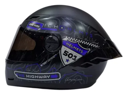 CASCO INTEGRAL ICH 501SP RUTERO NEGRO AZUL GRIS MATE VISOR NEGRO (S)