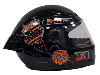 CASCO INTEGRAL ICH 501SP RUTERO NEGRO NARANJA GRIS BRILLO VISOR TRANSPARENTE