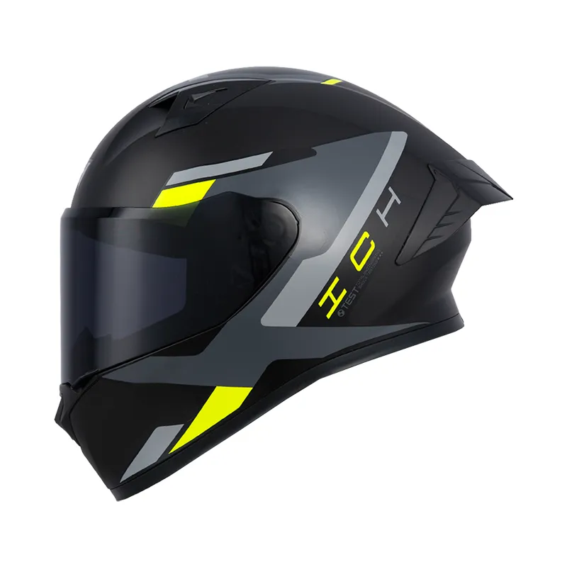 CASCO INTEGRAL ICH 503 NASUS NEGRO GRIS OSCURO AMARILLO MATE VISOR NEGRO (S)