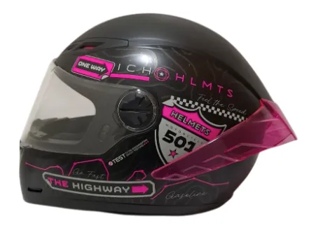 CASCO INTEGRAL ICH 501SP RUTERO NEGRO FUCSIA SILVER MATE VISOR TRANSPARENTE