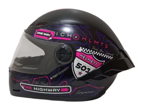 CASCO INTEGRAL ICH 501SP RUTERO NEGRO FUCSIA BLANCO MATE VISOR TRANSPARENTE (S)