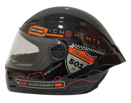 CASCO INTEGRAL ICH 501SP RUTERO NEGRO NARANJA GRIS BRILLO VISOR TRANSPARENTE